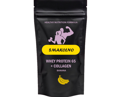 Протеин Smakolno WHEY 65 +Коллаген +Витамин С Банан 0.9кг