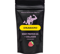 Протеин Smakolno WHEY 65 +Коллаген +Витамин С Клубника 0.9кг