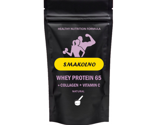 Протеин Smakolno WHEY 65 +Коллаген +Витамин С Натуральный 0.9кг
