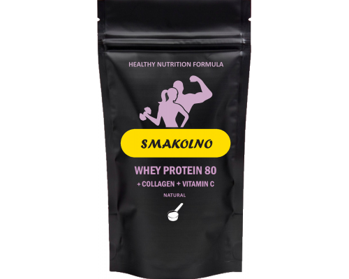 Протеин Smakolno Whey Pro 80 +Коллаген +Витамин С Натуральный 0.9кг